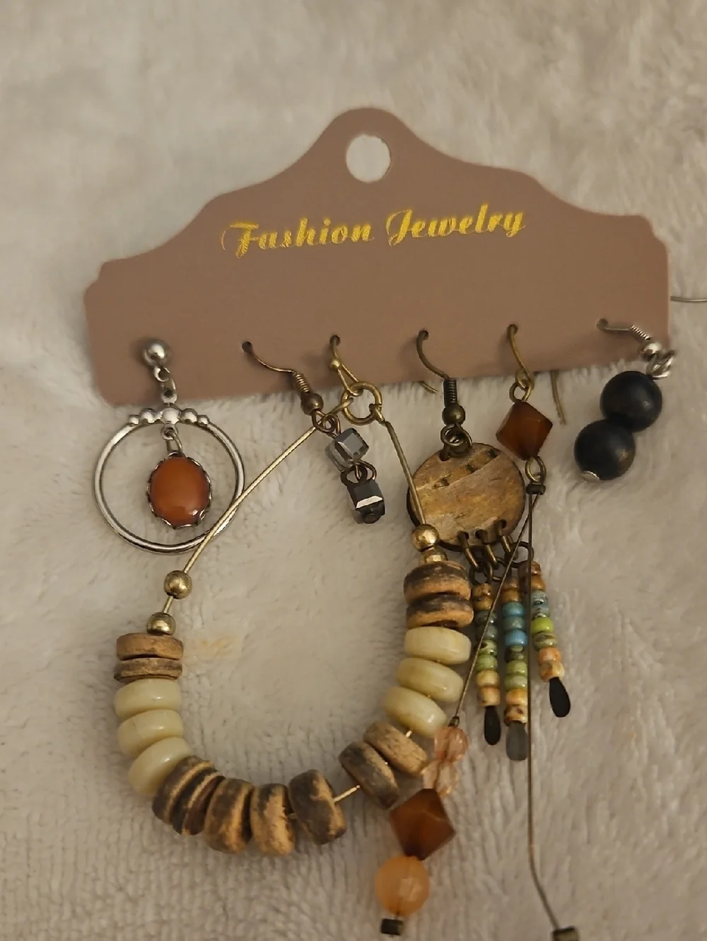 Vintage Six Single Beaded Boho Festival Dangle Earrings